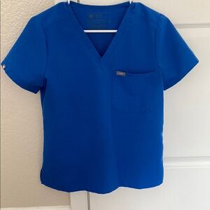 Figs Catarina One Pocket Royal Blue V-Neck Scrub Top XSP